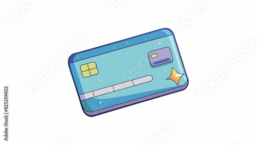 A square piece of plastic similar in size to a credit card with a holographic strip running across the middle. The front of the card is blank except. Cartoon Vector.