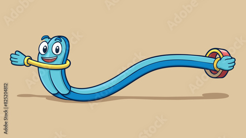 A stretched out elastic band its length seemingly endless as it stretches and bends with ease.. Cartoon Vector.