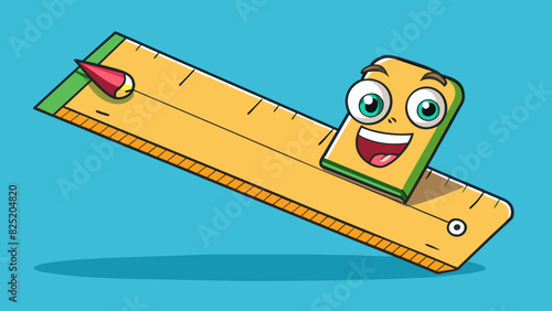 A straight precise edge of a ruler used to draw a perfectly straight line on a piece of paper.. Cartoon Vector.