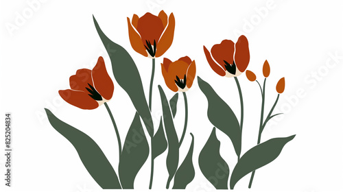 Red tulips  beautiful blossom. AI Generative