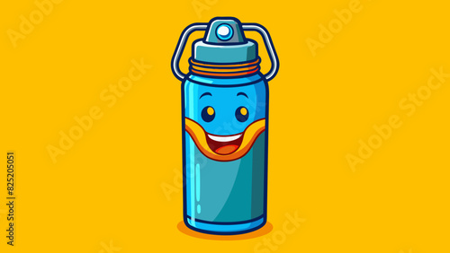 A sy stainless steel water bottle with a fliptop lid and a bright bold design perfect for staying hydrated while on the go.. Cartoon Vector.