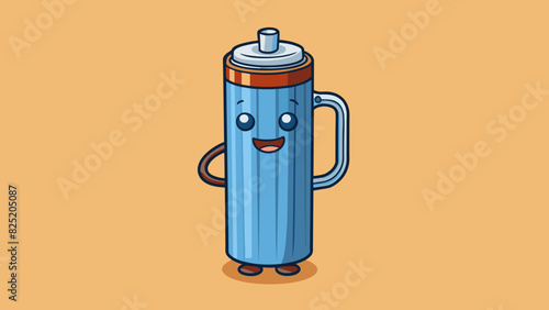 A tall cylindrical container made of metal with a handle on top. It is often used to hold hot liquids like coffee or tea.. Cartoon Vector.