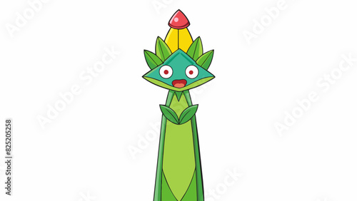 A tall slender plant with green leaves and a colorful tetshaped flower at the top commonly found in gardens.. Cartoon Vector.