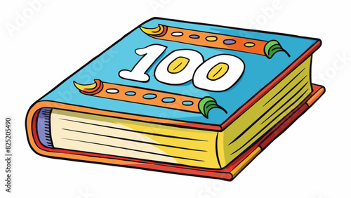 A thick heavy book with one hundred pages filled with colorful illustrations and simple words designed for children learning to read.. Cartoon Vector.