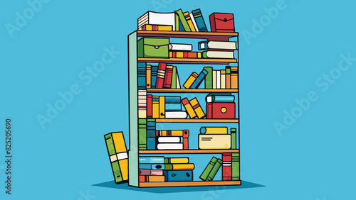 A towering shelf filled with books of all shapes and sizes inviting readers to get lost in their pages.. Cartoon Vector.