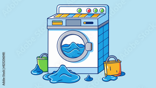 A washing machine fails to drain properly leaving clothes sopping wet after a cycle. The machine has a toploading design and was purchased within the. Cartoon Vector.