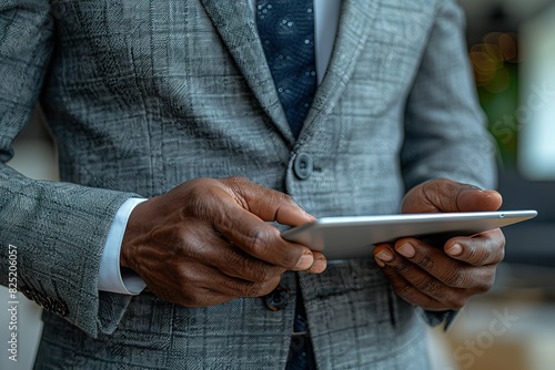 A man in a suit holding a tablet © Graph Squad