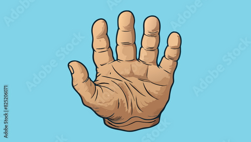A weathered wrinkled hand with s protruding prominently beneath the pale skin. The fingers are crooked and bent from years of hard work but still able. Cartoon Vector.