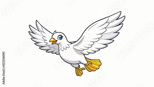A white dove with a pure unblemished plumage flying gracefully through the air.. Cartoon Vector.