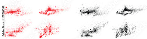 Paint set of black and red color blood splatter grunge brush stroke design. Vector brush stroke template