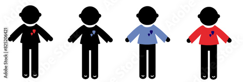 Collection of stick figures with different poses, human icon bambino ragazzino neonato