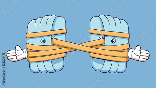 Bound feet Two feet tightly wrapped in soft yet strong cloth completely immobile and unable to walk or move freely. The binding provides support and. Cartoon Vector.