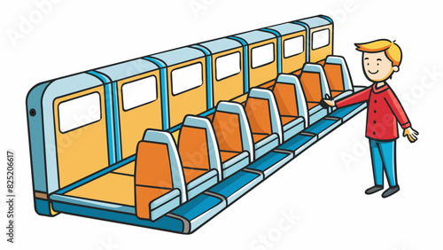 Choosing a seat on a bus The object is a long narrow vehicle with rows of cushioned seats and a designated entrance and exit. Each time you get on the. Cartoon Vector.