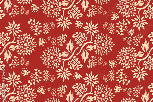 Ikat floral paisley embroidery background.Ikat ethnic oriental pattern traditional.Aztec-style abstract vector. design for texture, fabric, clothing, wrapping, decoration, sarong, scarf