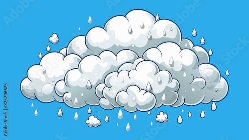 Cloud A puffy white mass of condensed water droplets in the sky. It can take on various shapes and sizes ranging from small and fluffy to large and. Cartoon Vector.