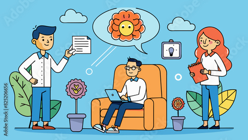 Cognitive Behavioral Therapy A form of therapy that helps individuals identify and change negative thought patterns and behaviors through talk therapy. Cartoon Vector.