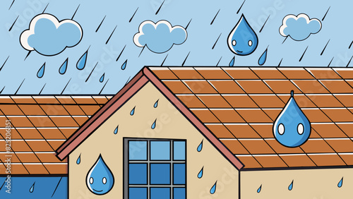 During a thunderstorm the raindrops vary in size and sound as they hit different surfaces. Sometimes youll hear a loud pitterpatter on the roof while. Cartoon Vector. photo