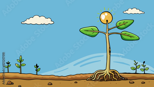 From small to large Think of a tiny seed growing into a towering tree its thin delicate stem expanding and thickening as it reaches towards the sky. Cartoon Vector.