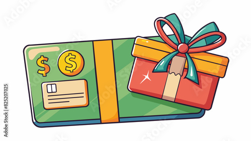 Gift Card A prepaid card that holds a specific amount of money often used as a form of payment at a particular store or establishment. It has a. Cartoon Vector.
