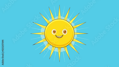 Hanging in the sky the bright yellow sun radiated warmth and light casting long shadows and creating a sense of calm and comfort.. Cartoon Vector.