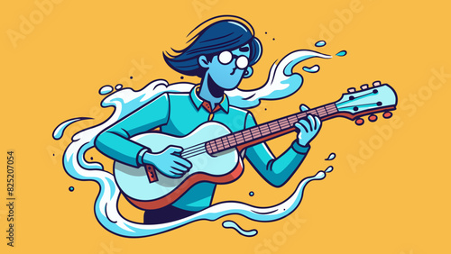 His guitar playing was really smooth each chord strummed with a fluidity that seemed effortless and mesmerizing.. Cartoon Vector.