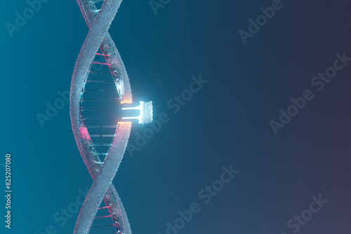 3D Render of Gene Editing Tool Interacting with DNA Strand