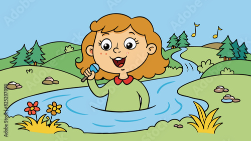 Her voice was like a bubbling brook constantly flowing and full of life soothing to the ears.. Cartoon Vector.