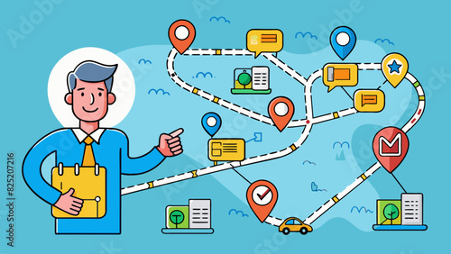Imagine a map that shows different routes to a desired destination with each route having its own unique challenges and advantages. PM is identifying. Cartoon Vector.