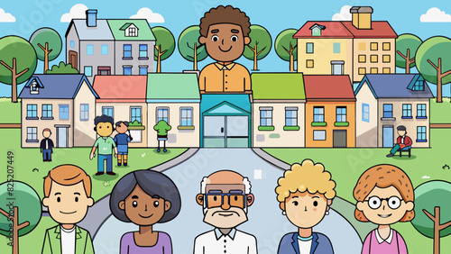 In a survey of 100 people from a local neighborhood the population can be described as having a mix of ages genders and occupations but all living in. Cartoon Vector.