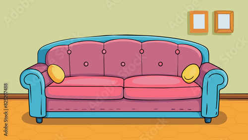 In many living rooms a plush object can usually be found taking up a significant amount of space. Its cushioned surface is perfect for lounging and it. Cartoon Vector.