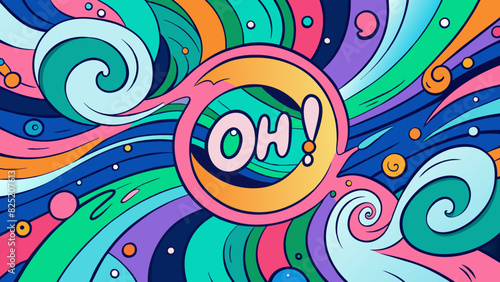 In the art world oh is a colorful abstract painting with swirls of vibrant blues pinks and greens. It evokes a feeling of energy and movement.. Cartoon Vector.