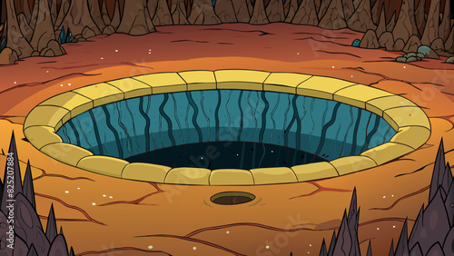 It is a bottomless pit a neverending abyss that swallows everything in its wake. Its darkness is allconsuming unyielding to any glimmer of light.. Cartoon Vector.