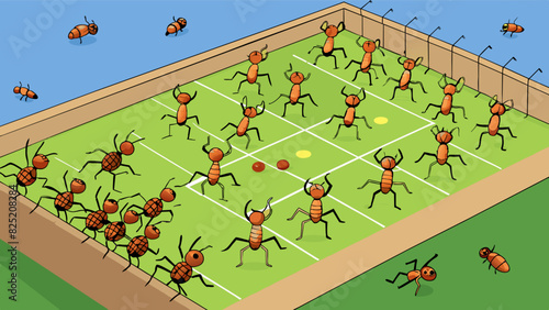 One billion ants would cover an entire football field with their tiny sixlegged bodies scurrying across the grass. Their constant movement and. Cartoon Vector.