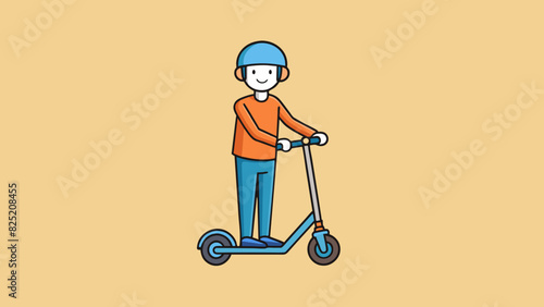 Pretend you are holding a rectangular metal frame with two wheels attached to the bottom. It is lightweight and has a curved handlebar for steering.. Cartoon Vector.