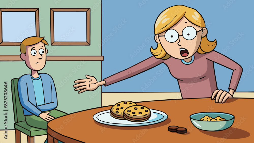 She quickly swiped her hand across the table grabbing the last cookie before anyone could notice.. Cartoon Vector. She quickly swiped her hand across the table grabbing the last cookie before anyone could notice.. Cartoon Vector.