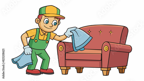 Removing Dust from Furniture This task involves using a damp cloth or specialized cleaning tool to gently wipe away layers of dirt and buildup from. Cartoon Vector.