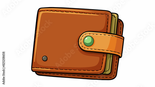 Provide a leather wallet This sleek and compact wallet is made of genuine leather with a rich brown color. It has several pockets and slots for cards. Cartoon Vector.