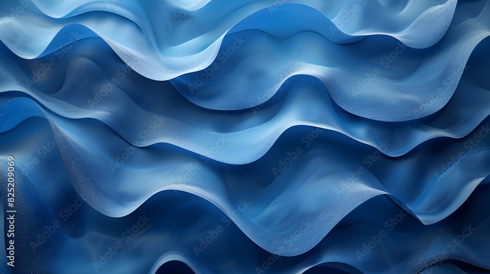 Blue Abstract Background with Wavy Shapes