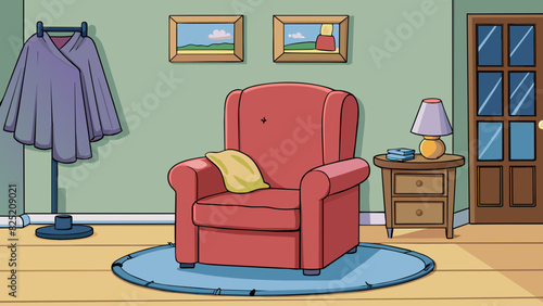 The armchair in the living room was always occupied by mums warm soft robe left behind after she settled into bed.. Cartoon Vector.