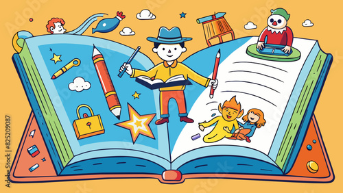 The author wrote for hours filling page after page with her intricate imaginative stories.. Cartoon Vector.