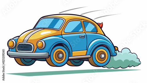 The car had a powerful engine and excellent fuel efficiency enabling it to accelerate quickly and travel long distances without frequent refueling.. Cartoon Vector.