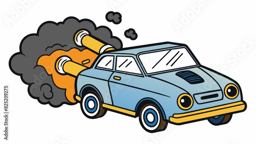The cars engine was sputtering and emitting black smoke therefore indicating that it was in need of repair.. Cartoon Vector.