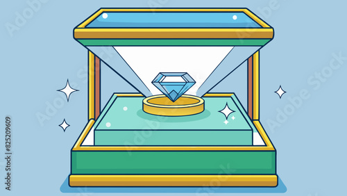 The diamond ring sitting in the jewelers display case was undoubtedly prime with its sparkling clarity and flawless making it a coveted and valuable. Cartoon Vector. photo