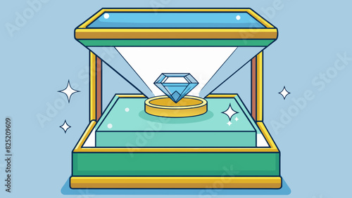 The diamond ring sitting in the jewelers display case was undoubtedly prime with its sparkling clarity and flawless making it a coveted and valuable. Cartoon Vector.