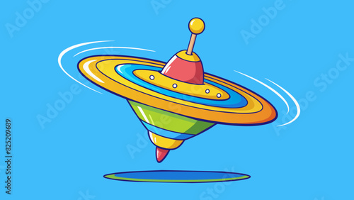 The dizzying effect of a spinning top with its bright colors and rapid movement can create a feeling of disorientation and lightheadedness.. Cartoon Vector.