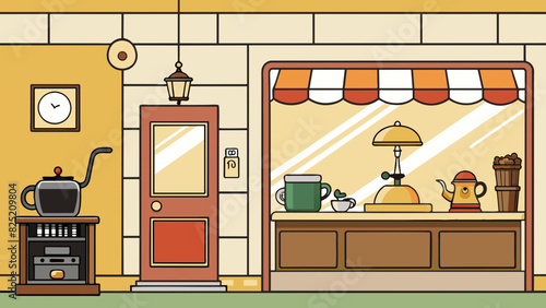 The faint smell of warm bread and freshly brewed coffee filled the air as I entered the small café. I walked past the cozy booths and took a seat at. Cartoon Vector.