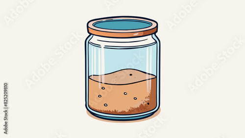 The fifth goal is a clear glass jar halffilled with sand. Above the sand there is still plenty of space representing the potential for growth. With. Cartoon Vector.