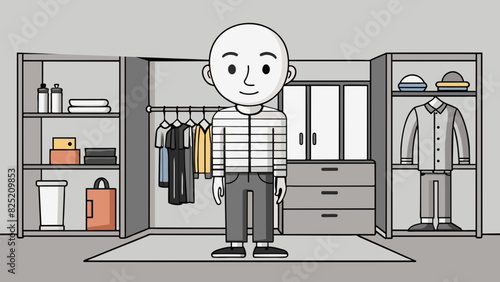 The fifth person is the epitome of simplicity and minimalism with a cleanshaven head and a wardrobe consisting only of black white and gray pieces.. Cartoon Vector.