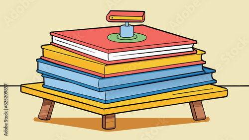 The final illustration shows a stack of books on a table. The weight of the books exerts pressure on the surface of the table causing it to flatten. Cartoon Vector.