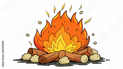 The fire crackled softly in the hearth providing warmth until the embers eventually died down leaving only glowing coals.. Cartoon Vector.